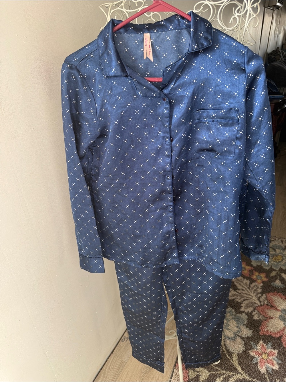 Zivamc sz S Navy Star-Print Pajama Set
